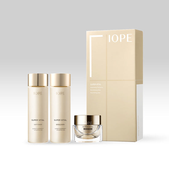 IOPE Super Vital Signiture Set (Softener, Emulsion, Cream) Available on Seoulbazaar, your online store for trendy korean products.